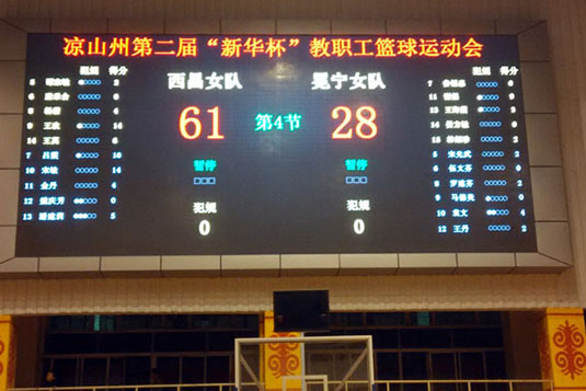 西昌體育中心室內(nèi)全彩LED顯示屏大屏幕